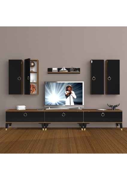 Eko 8d Mdf Gold Tv Ünitesi Tv Sehpası - Ceviz - Siyah