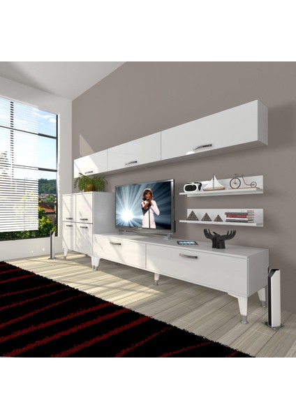 Eko 8 Slm Std Silver Tv Ünitesi Tv Sehpası - Parlak Beyaz