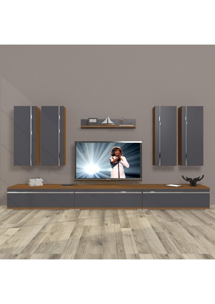 Eko 8d Mdf Tv Ünitesi Tv Sehpası - Ceviz - Antrasit