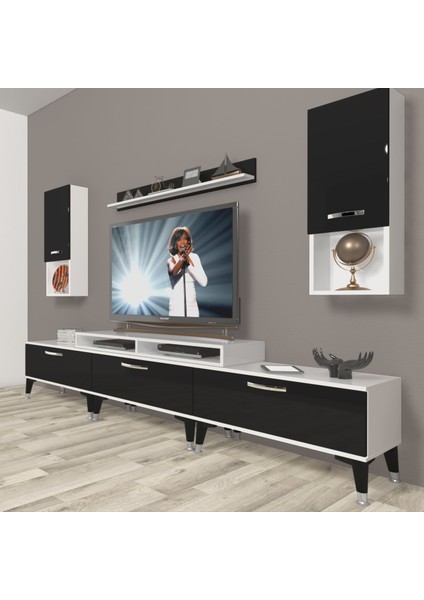 Ekoflex 270DA Slm Silver Tv Ünitesi Tv Sehpası - Beyaz - Siyah