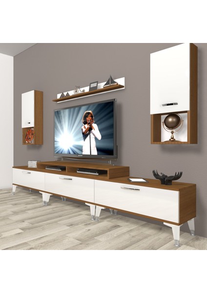 Ekoflex 270DA Slm Silver Tv Ünitesi Tv Sehpası - Ceviz - Beyaz
