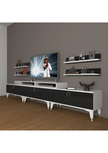 Ekoflex 270R Mdf Gold Tv Ünitesi Tv Sehpası - Beyaz - Siyah