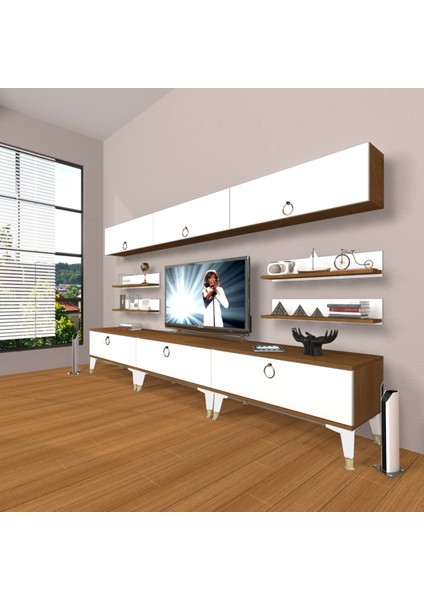 Eko 8y Mdf Gold Tv Ünitesi Tv Sehpası - Ceviz - Beyaz