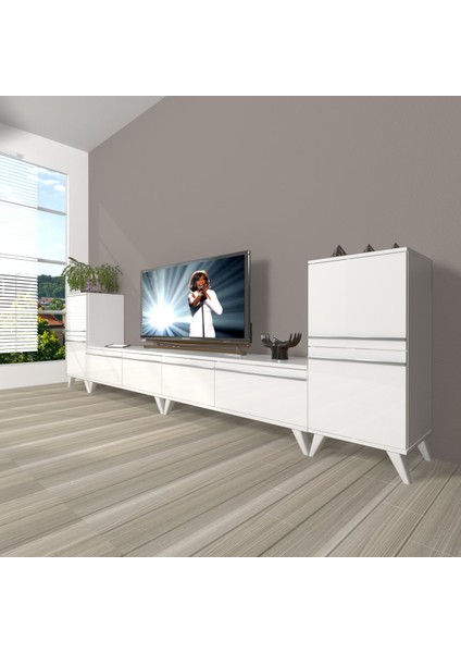 Eko 9200T Mdf Retro Tv Ünitesi Tv Sehpası - Parlak Beyaz