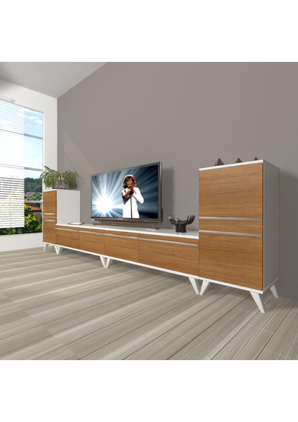 Eko 9200T Mdf Retro Tv Ünitesi Tv Sehpası - Beyaz - Ceviz