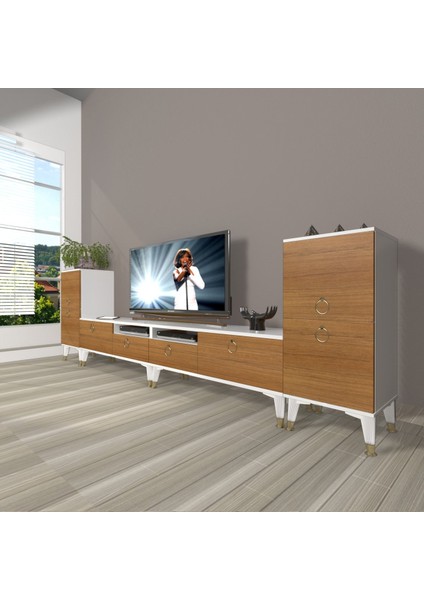 Eko 9220 Mdf Gold Tv Ünitesi Tv Sehpası - Beyaz - Ceviz