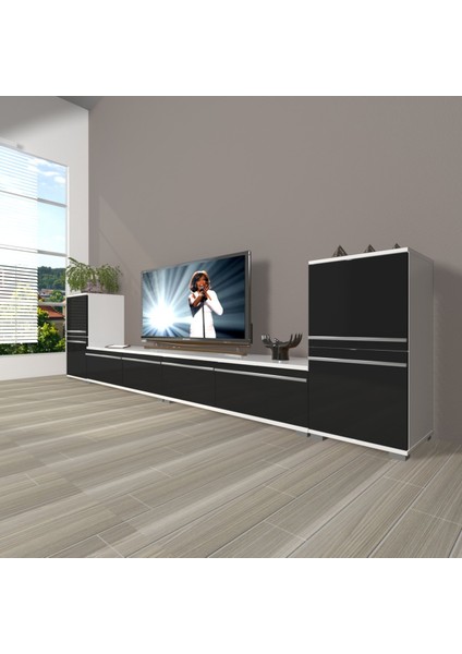 Eko 9220T Mdf Tv Ünitesi Tv Sehpası - Beyaz - Siyah