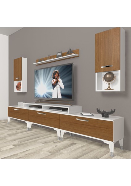 Ekoflex 270DA Slm Silver Tv Ünitesi Tv Sehpası - Beyaz - Ceviz