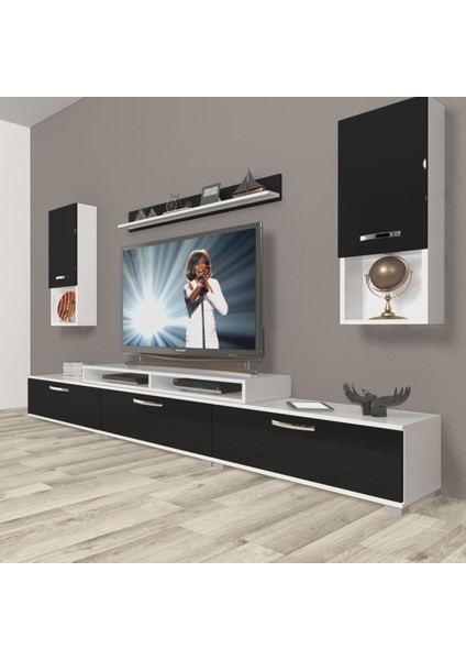 Ekoflex 270DA Slm Tv Ünitesi Tv Sehpası - Beyaz - Siyah