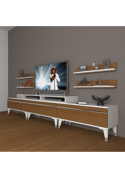 Ekoflex 270R Mdf Silver Tv Ünitesi Tv Sehpası - Beyaz - Ceviz