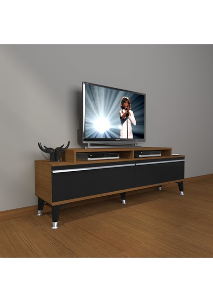 Ekoflex 4 Mdf Silver Tv Ünitesi Tv Sehpası - Ceviz - Siyah