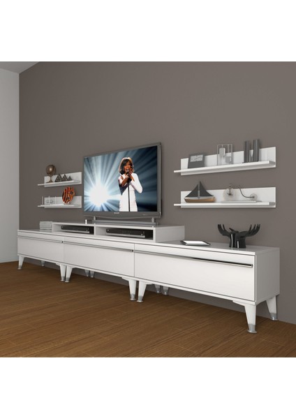Ekoflex 270R Mdf Silver Tv Ünitesi Tv Sehpası - Parlak Beyaz