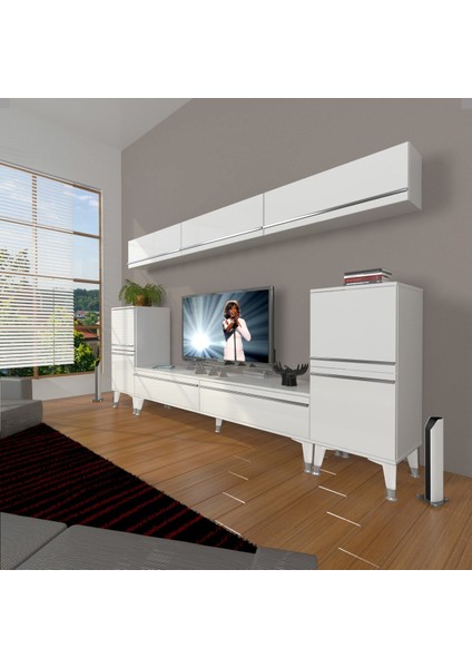 Eko 9 Mdf Std Silver Tv Ünitesi Tv Sehpası - Parlak Beyaz