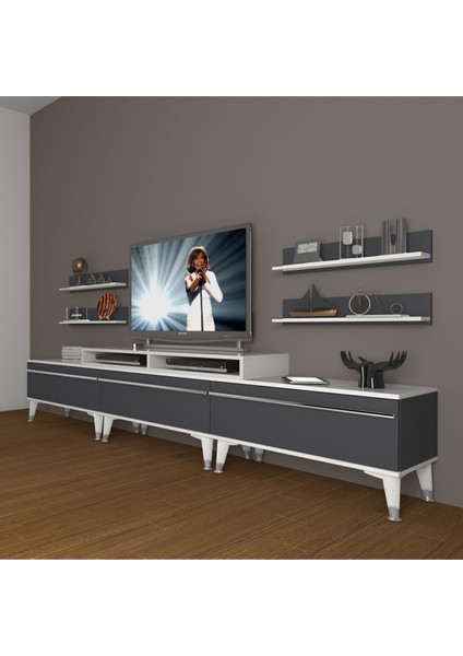Ekoflex 270R Mdf Silver Tv Ünitesi Tv Sehpası - Beyaz - Antrasit
