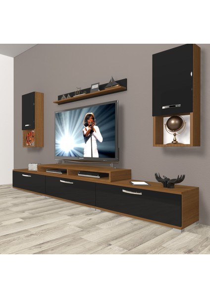 Ekoflex 270DA Slm Tv Ünitesi Tv Sehpası - Ceviz - Siyah