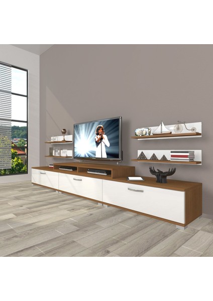 Ekoflex 270R Slm Tv Ünitesi Tv Sehpası - Ceviz - Beyaz