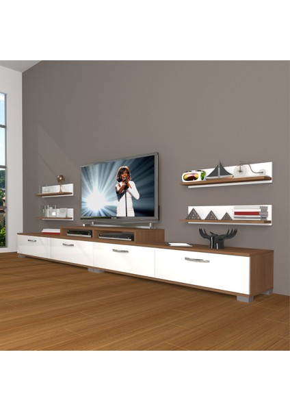 Ekoflex 360R Slm Tv Ünitesi Tv Sehpası - Ceviz - Beyaz