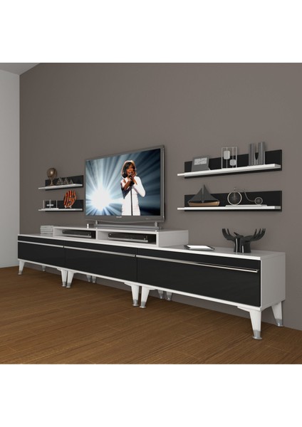 Ekoflex 270R Mdf Silver Tv Ünitesi Tv Sehpası - Beyaz - Siyah