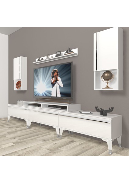 Ekoflex 270TA Mdf Silver Tv Ünitesi Tv Sehpası - Parlak Beyaz
