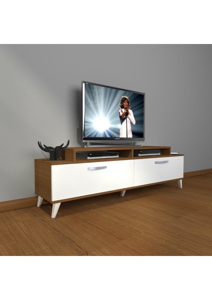 Ekoflex 4 Slm Retro Tv Ünitesi Tv Sehpası - Ceviz - Beyaz