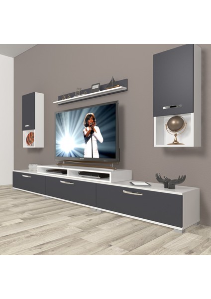 Ekoflex 270DA Mdf Tv Ünitesi Tv Sehpası - Beyaz - Antrasit