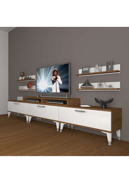 Ekoflex 270R Slm Silver Tv Ünitesi Tv Sehpası - Ceviz - Beyaz