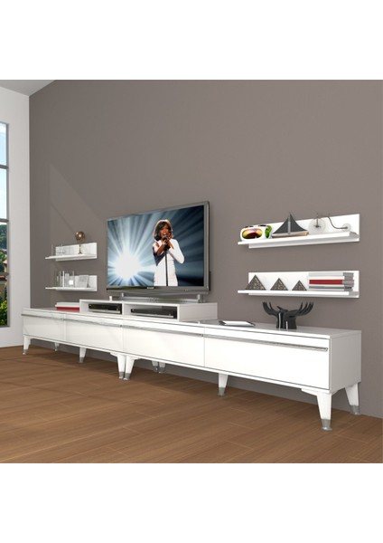 Ekoflex 360R Mdf Silver Tv Ünitesi Tv Sehpası - Parlak Beyaz