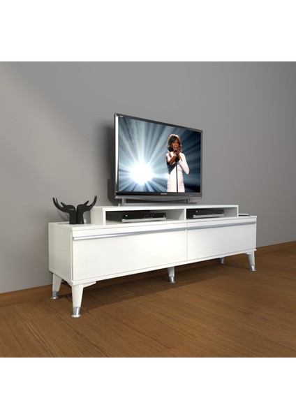 Ekoflex 4 Mdf Silver Tv Ünitesi Tv Sehpası - Parlak Beyaz