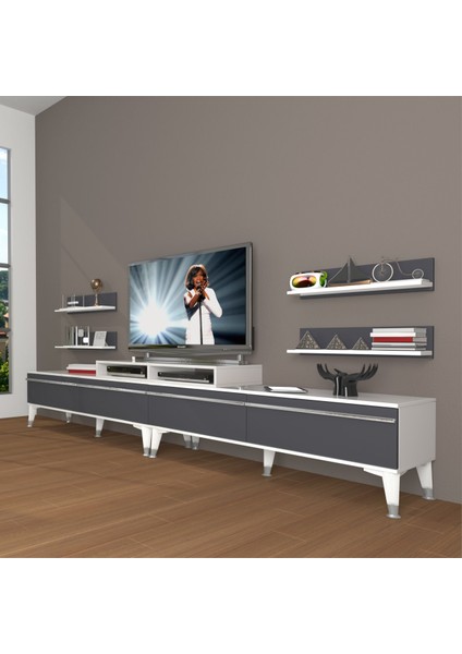 Ekoflex 360R Mdf Silver Tv Ünitesi Tv Sehpası - Beyaz - Antrasit