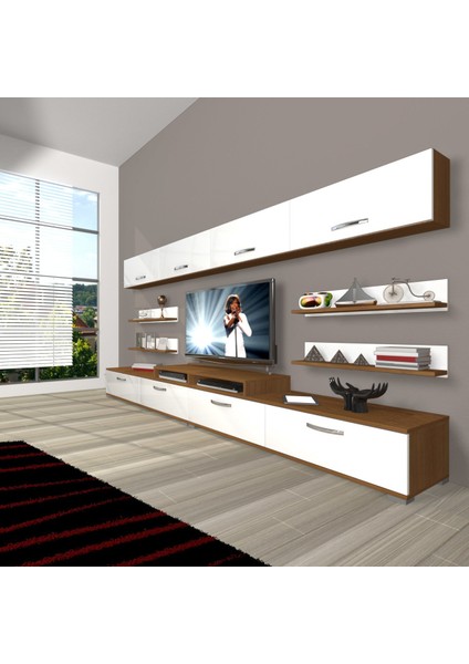 Ekoflex 360Y Slm Tv Ünitesi Tv Sehpası - Ceviz - Beyaz