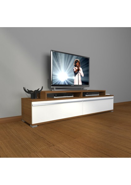 Ekoflex 4 Mdf Tv Ünitesi Tv Sehpası - Ceviz - Beyaz