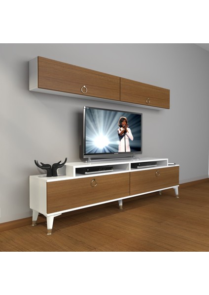 Ekoflex 5 Mdf Gold Tv Ünitesi Tv Sehpası - Beyaz - Ceviz