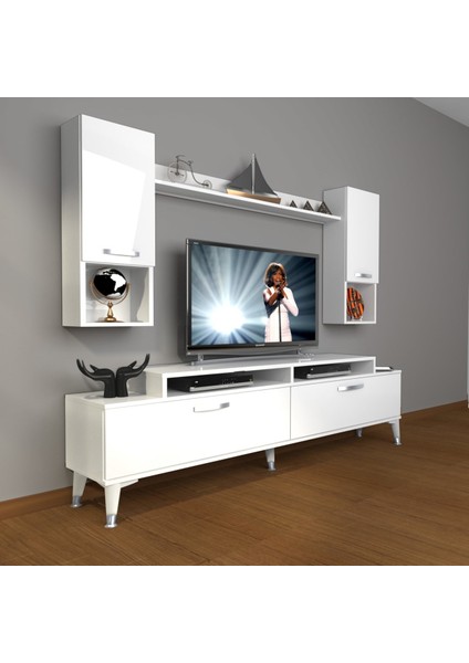 Ekoflex 5da Mdf Silver Tv Ünitesi Tv Sehpası - Parlak Beyaz