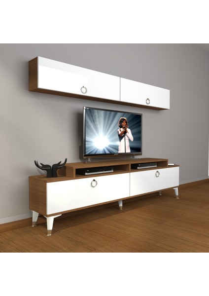 Ekoflex 5 Mdf Gold Tv Ünitesi Tv Sehpası - Ceviz - Beyaz