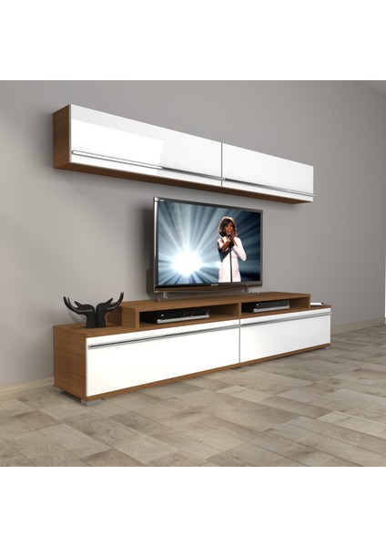 Ekoflex 5 Mdf Tv Ünitesi Tv Sehpası - Ceviz - Beyaz