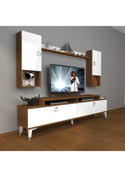 Ekoflex 5da Mdf Gold Tv Ünitesi Tv Sehpası - Ceviz - Beyaz