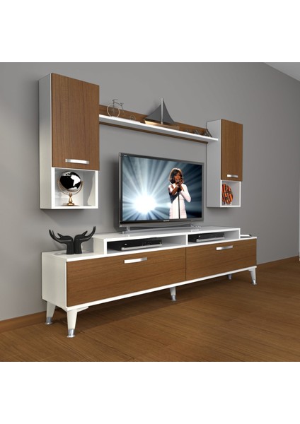Ekoflex 5da Slm Silver Tv Ünitesi Tv Sehpası - Beyaz - Ceviz