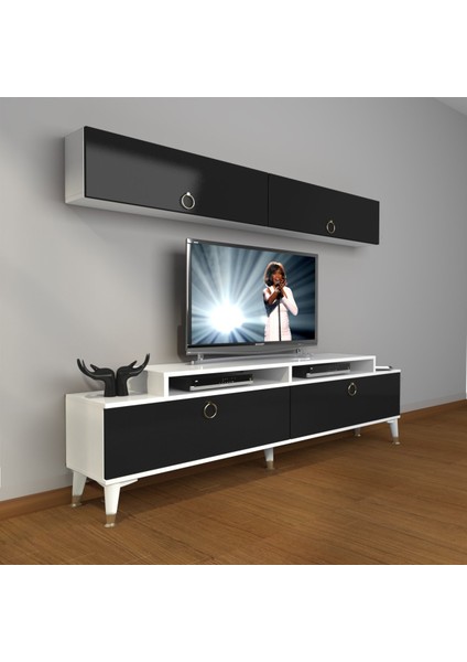 Ekoflex 5 Mdf Gold Tv Ünitesi Tv Sehpası - Beyaz - Siyah