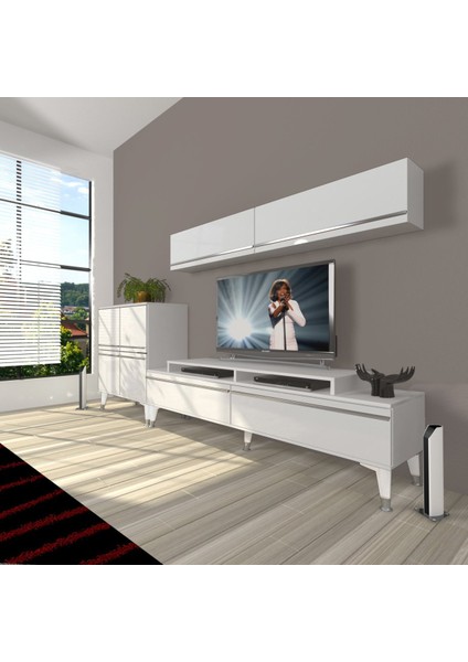 Ekoflex 6y Mdf Silver Tv Ünitesi Tv Sehpası - Parlak Beyaz