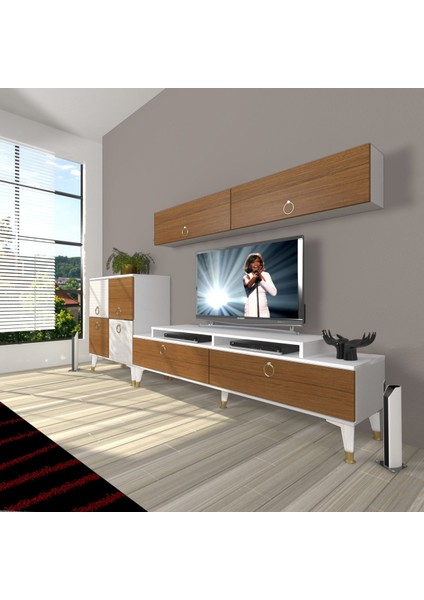 Ekoflex 6y Mdf Gold Tv Ünitesi Tv Sehpası - Beyaz - Ceviz