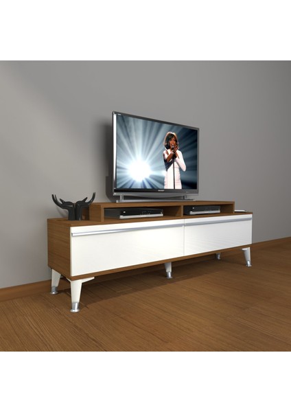 Ekoflex 4 Mdf Silver Tv Ünitesi Tv Sehpası - Ceviz - Beyaz