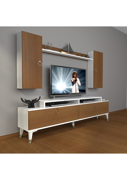 Ekoflex 7 Mdf Gold Tv Ünitesi Tv Sehpası - Beyaz - Ceviz