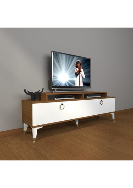 Ekoflex 4 Mdf Gold Tv Ünitesi Tv Sehpası - Ceviz - Beyaz
