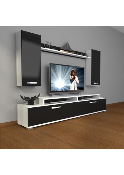 Ekoflex 7 Slm Tv Ünitesi Tv Sehpası - Beyaz - Siyah