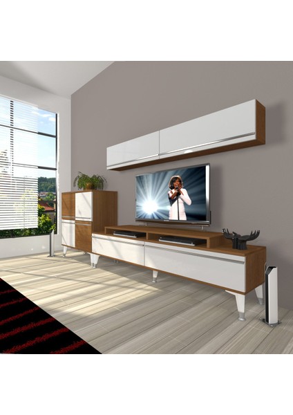 Ekoflex 6y Mdf Silver Tv Ünitesi Tv Sehpası - Ceviz - Beyaz