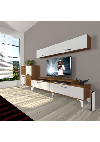 Ekoflex 6y Slm Silver Tv Ünitesi Tv Sehpası - Ceviz - Beyaz