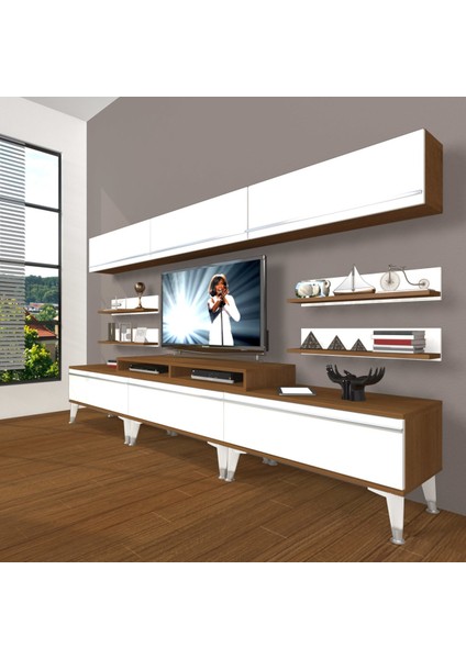 Ekoflex 8y Mdf Silver Tv Ünitesi Tv Sehpası - Ceviz - Beyaz