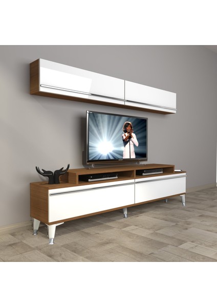 Ekoflex 5 Mdf Silver Tv Ünitesi Tv Sehpası - Ceviz - Beyaz