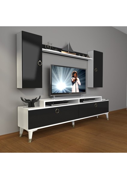 Ekoflex 7 Mdf Gold Tv Ünitesi Tv Sehpası - Beyaz - Siyah