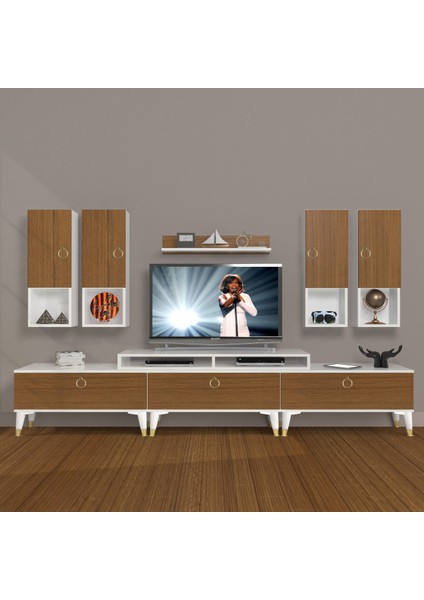 Ekoflex 8da Mdf Gold Tv Ünitesi Tv Sehpası - Beyaz - Ceviz